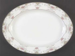 Japan China Alberon 14 Oval Serving Platter, Fine China Dinnerware   Pink Roses