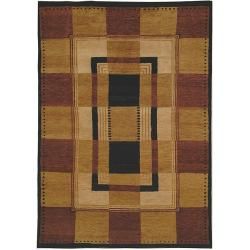 Hand knotted Selaro Grids Brown/ Black Wool Rug (4 X 6)
