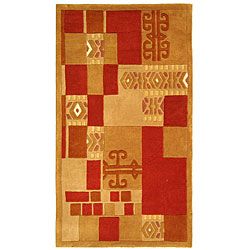 Handmade Rodeo Drive Zoey Beige/ Red N.Z. Wool Rug (26 X 46) (BeigePattern GeometricMeasures 0.625 inch thickTip We recommend the use of a non skid pad to keep the rug in place on smooth surfaces.All rug sizes are approximate. Due to the difference of m