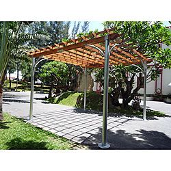 Comtemporary Aluminum Post Wood Top Pergola