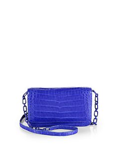 Nancy Gonzalez Crocodile Flap Crossbody Bag/Clutch   Cobalt Blue