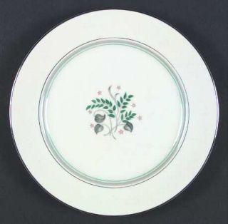 Kyoto Elizabeth Dinner Plate, Fine China Dinnerware   Gray & Green Leaves, Brown