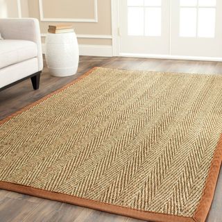 Hand woven Sisal Natural/ Medium Brown Seagrass Rug (8 Square)