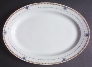 Noritake Beverly  13 Oval Serving Platter, Fine China Dinnerware   Blue Medalli