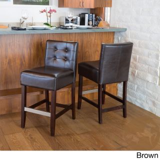 Christopher Knight Home Tate Tufted Leather Counter Stools (set Of 2) (Bonded leather, woodFinish options Black, espressoUpholstery color options Hazelnut, ivory, black, brownColor options Black, brown, Ivory, hazelnutSeat dimensions 25.75 inches high