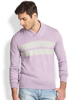 ISAIA Shawl Collar Striped Sweater   Soft Purple