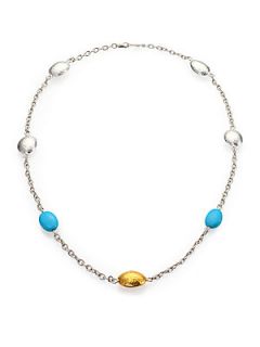 GURHAN Curve Turquoise, Sterling Silver & 24K Yellow Gold Necklace   Silver Gold