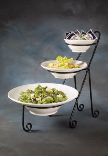 American Metalcraft 3 Tier Large Platter Stand w/ Curled Feet, Holds 1 CER5, 1 CER7 & 1 CER9, Wrought Iron/Black