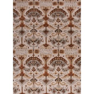 Hand tufted Transitional Arts/ Crafts Pattern Brown Rug (5 X 8)