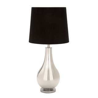 Designers Lamps Glass Metal Table Lamp (Black and silverDimensions 9 inches wide x 9 inches deep x 31 inches high )