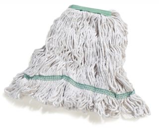Carlisle Wet Mop Head   4 Ply, Looped End, Synthetic/Cotton Yarn, Green/White