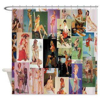 Vintage Sexy Pin Up Girl Collague Shower Curtain  Use code FREECART at Checkout
