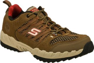 Mens Skechers Relaxed Fit Outland   Brown/Red Trail Shoes