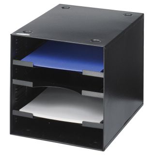 Safco Desktop Black 4 compartment Organizer (BlackCompartments Four Overall dimensions 10 inches wide x 12 inches deep x 10 inches high Weight 8.8 pounds Greenguard certified )
