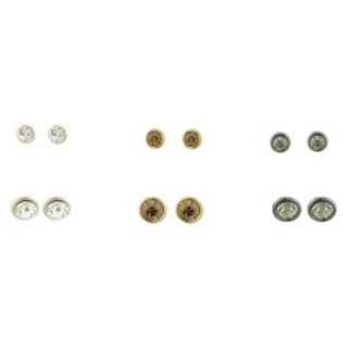 2 Piece Stud Earring Set   Gold/Crystal