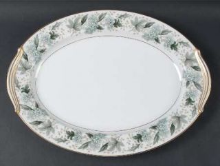 Noritake Argyle 16 Oval Serving Platter, Fine China Dinnerware   White&Gray Flo