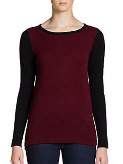 Cashmere Contrast Sweater   Cranberry