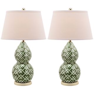 Cross Hatch Double Gourd 1 light Green Table Lamps (set Of 2)