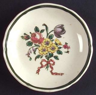 Royal Doulton Old Leeds Spray Butter Pat, Fine China Dinnerware   Green Trim,Mul