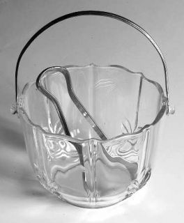 Fostoria Baroque Clear Baroque Ice Bucket with Handle and Tongs   Stem #2496, Cl