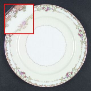 Noritake N122 Dinner Plate, Fine China Dinnerware   Tan Border,Floral,Green Scro