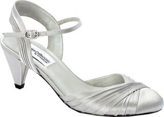 Womens Dyeables Alexis   Silver Satin Quarter Strap Shoes
