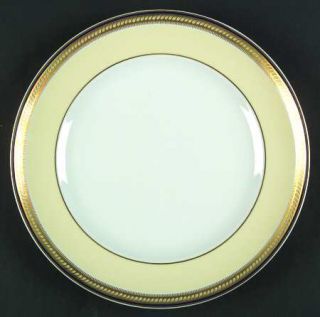 Vista Alegre Chiado Dinner Plate, Fine China Dinnerware   Beige Rim, Gold Band &