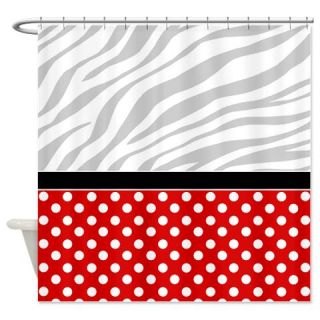  Red Polka Dot Faded Zebra Print Shower Curtain  Use code FREECART at Checkout