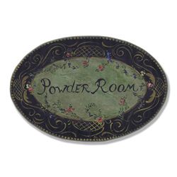 Black Powder Room Plaque Oval