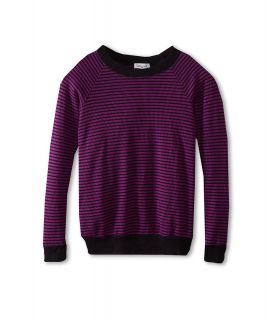 Splendid Littles Girls Mini Black Stripe Thermal Top Girls Sweatshirt (Purple)