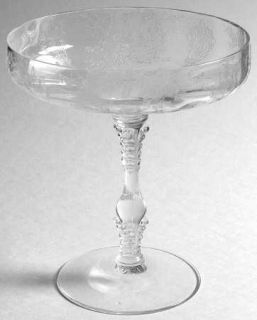 Cambridge Rose Point Clear Round Compote   Height x Width   Stem 3121,Clear,Etch