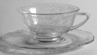 Tiffin Franciscan Cerice Cup and Saucer Set   Stem #15071, Etched No Beads