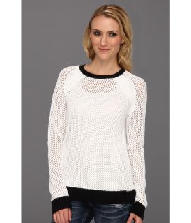 MICHAEL Michael Kors Mesh Longsleeve Colorblocked Sweater Womens Sweater (White)