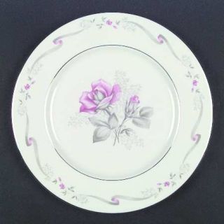 Nancy Prentiss Morland Rose Dinner Plate, Fine China Dinnerware   Pink Roses,Gra