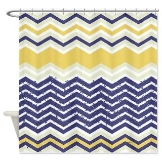  Navy and Yellow Zig Zags Shower Curtain  Use code FREECART at Checkout