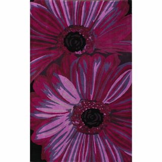 Nuloom Handmade Bold Flower Purple Wool Rug (76 X 96)