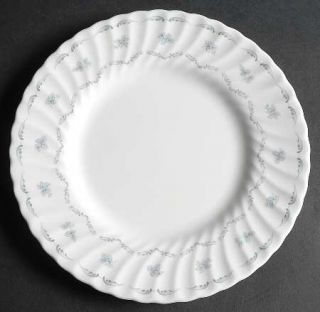 Minton Ariel Luncheon Plate, Fine China Dinnerware   Gray Scrolls,Leaves,Swirled