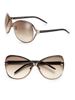 Roberto Cavalli Oversized Metal Wrap Sunglasses   Bronze Brown