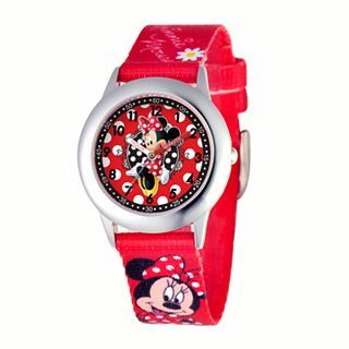 Disney Dancing Minnie Mouse Kids Time Teacher Red Strap Watch, Girls