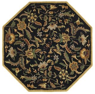 Handmade Elite Transitional Wool Rug (6 Octagon) (BlackPattern FloralMeasures 0.625 inch thickTip We recommend the use of a non skid pad to keep the rug in place on smooth surfaces.All rug sizes are approximate. Due to the difference of monitor colors, 