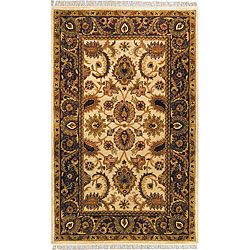 Handmade Classic Jaipur Ivory/ Red Wool Rug (83 X 11)