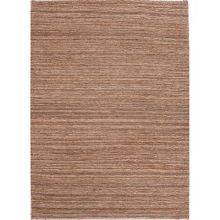 Hand woven Naturals Stripe Pattern Textured Brown Rug (8 X 10)