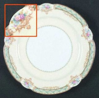 Noritake Celeste Dinner Plate, Fine China Dinnerware   Aqua & Green Border, Flor