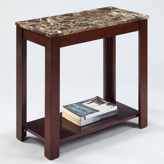 Marble Top Cappuccino Wood Side End Table
