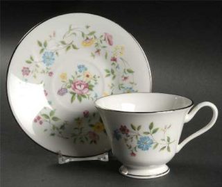 Oxford (Div of Lenox) Garden Party Footed Cup & Saucer Set, Fine China Dinnerwar