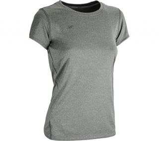 Womens New Balance Heathered Short Sleeve WRT2338   Black Short Sleeve Shirts