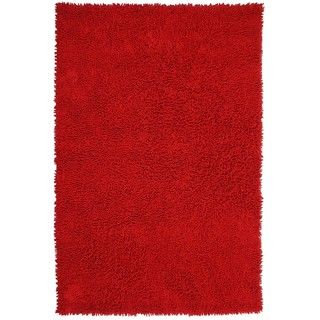 Hand woven Shagadelic Red Chenille Shag Rug (26 X 42)