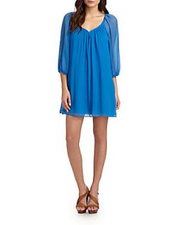 Fenobe Silk Georgette Dress   Electric Blue