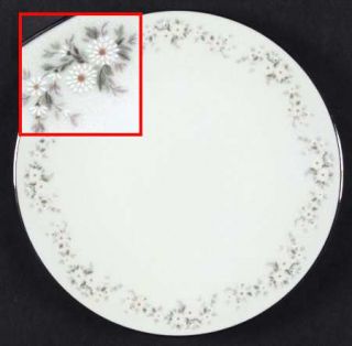 Noritake Annabelle Dinner Plate, Fine China Dinnerware   White Flowers, Gray/Gre