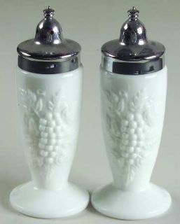 Smith Glass  Vintage Milkglass Salt and Pepper Set   Milk Glass, Grape   Design